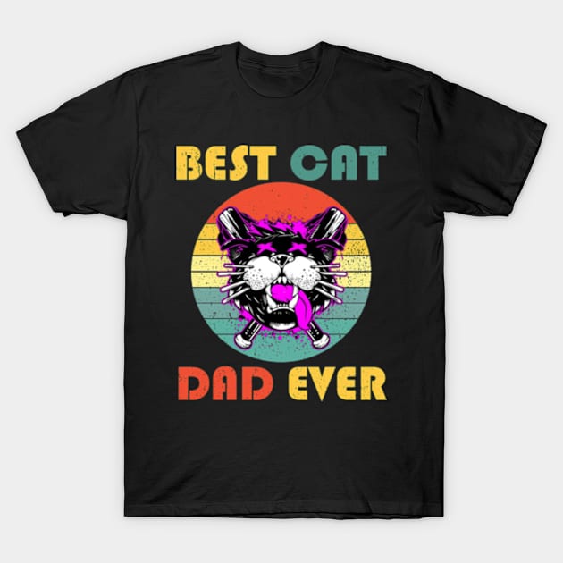 Best Cat Dad Ever Sunset T-Shirt by StuSpenceart